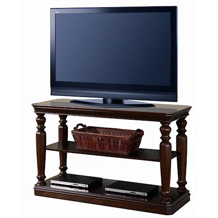 Sofa/TV Console with 1 Shelf, Turned Pilaster Legs and Plinth Base